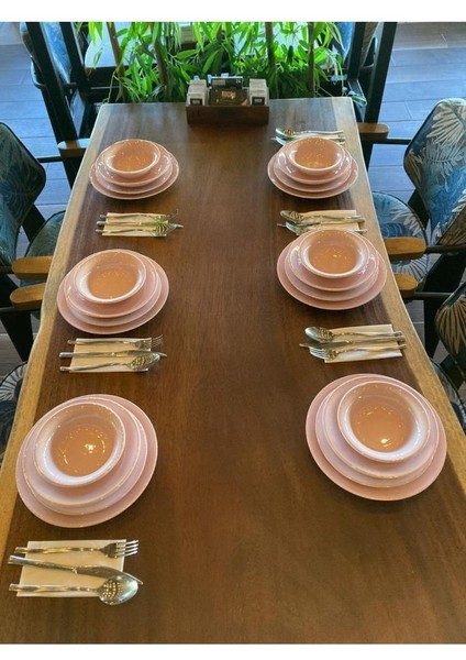 Ikram Dünyası Kütahya Porselen 24 Parça Hera Pearl Pembe Yemek Seti fırsatları