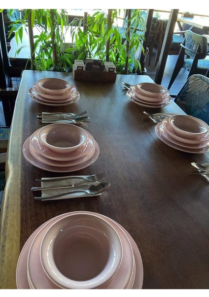 Ikram Dünyası Kütahya Porselen 24 Parça Hera Pearl Pembe Yemek Seti indirimleri