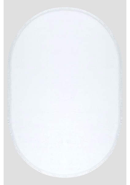Oval Comfort Puffy Düz Saçaklı Peluş Halı Beyaz fırsatları
