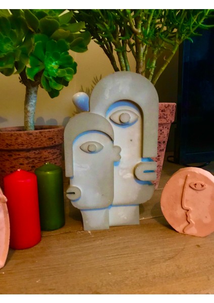 Ev Dekor Soyut Iki Yüz Beton Heykel Duvar Dekoru Biblo Dekoratif Aksesuar Kendin Yap Boya Diy