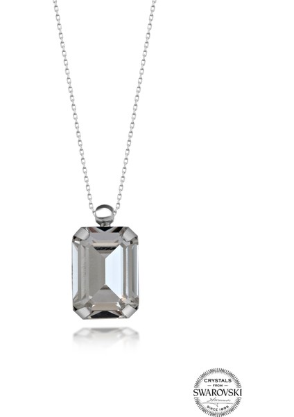 Crystal Kadın Octagon Gümüş Kolye