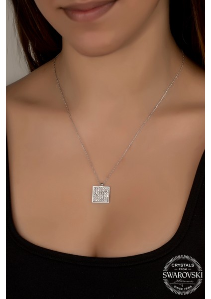 Crystal Kadın Kare Gümüş Kolye fiyatları