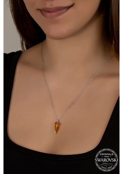 Crystal Kadın Topaz Üçgen Gümüş Kolye fiyatları
