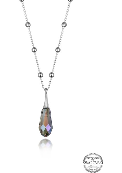 Crystal Kadın Metal Drop Gümüş Kolye