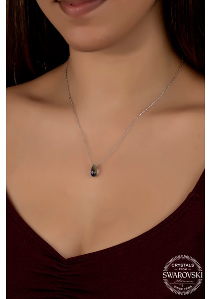 Crystal Kadın Blue Drop Gümüş Kolye fiyatları