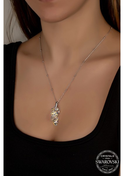 Crystal Kadın Kalp Salkım Gümüş Kolye fiyatları