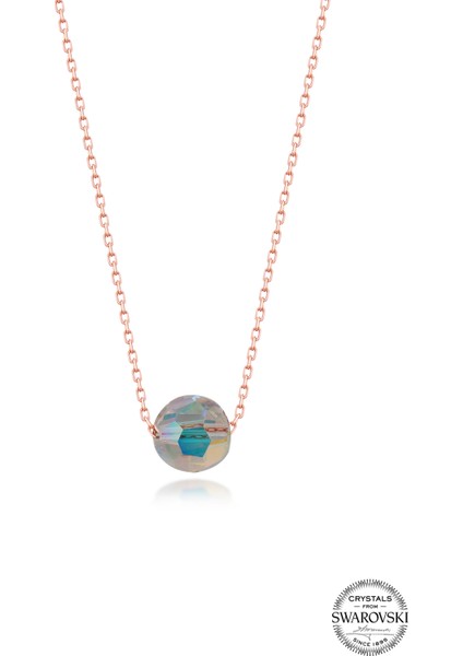 Crystal Kadın Parlak Top Rose Gümüş Kolye