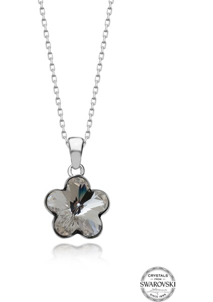 Crystal Kadın Beyaz Papatya Gümüş Kolye
