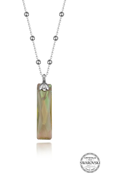 Crystal Kadın Yeşil Baget Gümüş Kolye