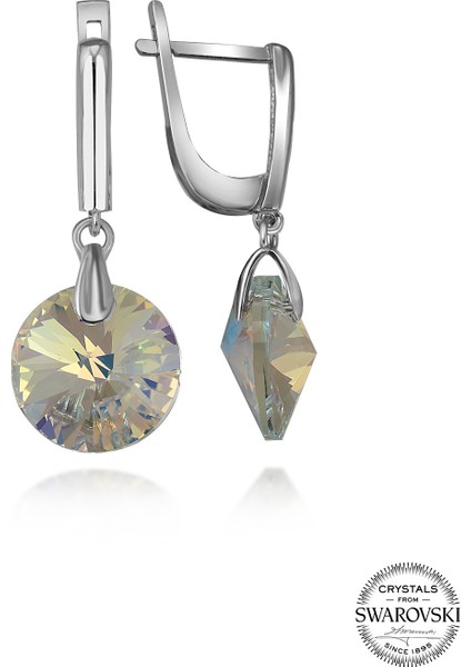 Crystal Kadın Yuvarlak Gümüş Küpe