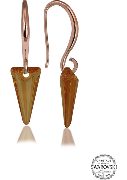 Crystal Kadın Sarı Üçgen Gümüş Küpe