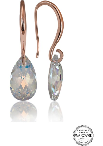 Crystal Kadın Parlak Damla Rose Gümüş Küpe