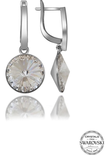 Crystal Kadın Beyaz Sallantılı Gümüş Küpe