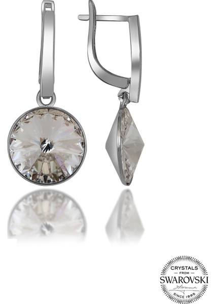 Crystal Kadın Beyaz Sallantılı Gümüş Küpe