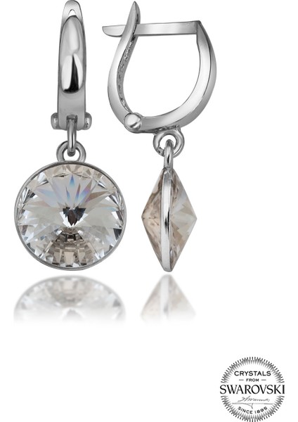 Crystal Kadın Beyaz Sallantılı Gümüş Küpe