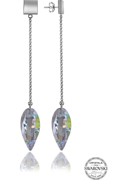 Crystal Parlak Özel Kesim Gümüş Küpe
