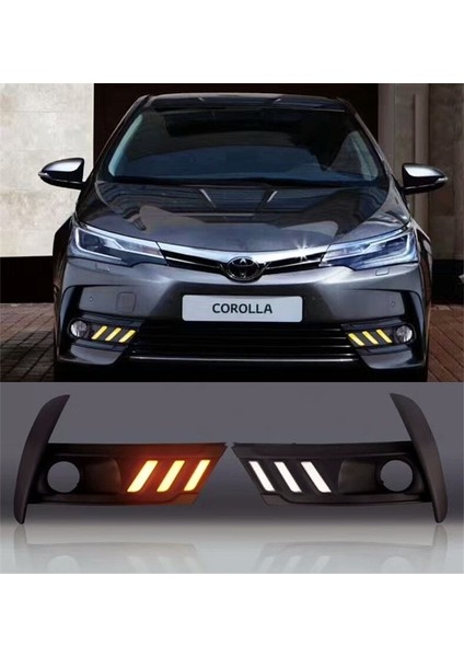 Toyota corolla sis lambası çerçevesi gündüz drl ledi sarı beyaz 2016 - 2017 - 2018