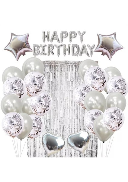 Doğum Günü Afiş Yıldız Kalp Folyo Balonlar