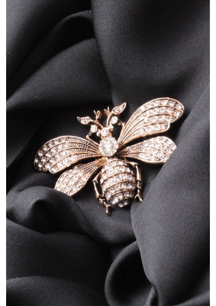 Broş Fıgurlu Otantık Desenli Bronz Kristal Taşli