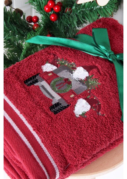 %100 Pamuk Yılbaşı Araba Nakışlı 2'li 50X70 Happy New Year El/yüz Havlusu fiyatları