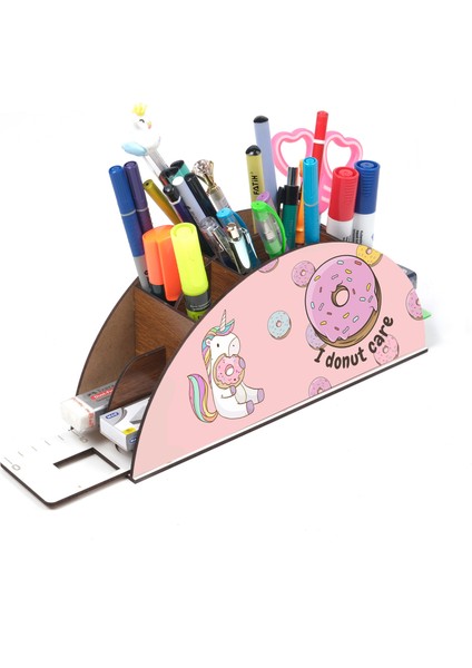 Ahşap Unicorn Gökkuşağı Cetvelli Masaüstü Kalemlik Kutu Çocuklar Için Organizer NOTPAGK76