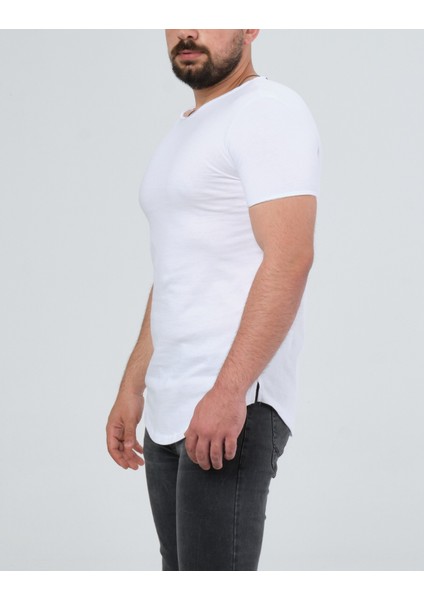 Erkek Pis Yaka Oval Kesim Pamuklu Slimfit Basic T-Shirt fiyatları