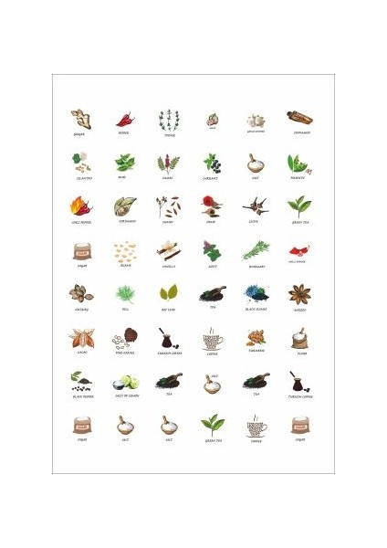 Ingilizce Transparent Spice Label Kavanoz Etiketleri Baharat Takımı Şeffaf Yuvarlak 48 Adet 3 cm fiyatları