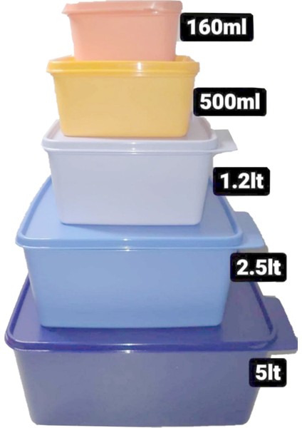 Saklama Kabı Kare Beşli Set