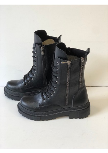 Kafkaslar Uzun Hafif Taban Dikişli Fermuar Detaylı Bayan Postal Bot