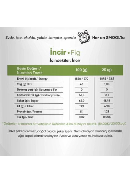 Freeze Dried (Dondurularak Kurutulmuş) Yeşil Incir 25 gr Sağlıklı Atıştırmalık