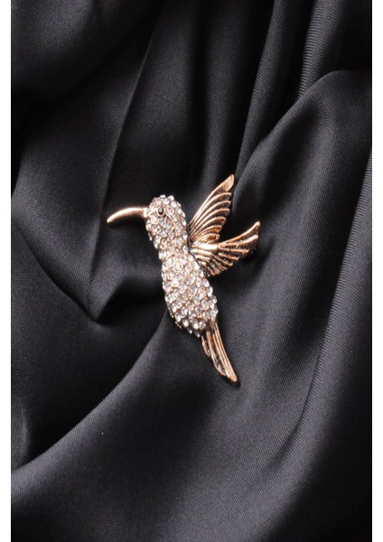 Broş Fıgurlu Otantık Desenli Bronz Kristal Taşli
