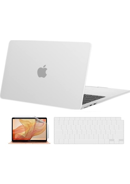 Macbook Pro 13 Inç M2 Çip A2686 Tam Uyumlu Alt Üst Kılıf + Klavye Kılıfı + Ekran Koruyucu Film