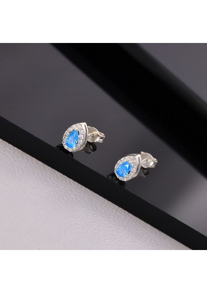 925 Ayar Gümüş Aquamarine Taşlı Damla Küpe indirimleri