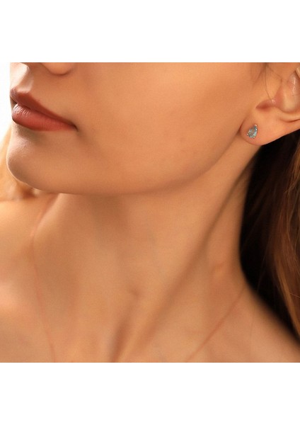 925 Ayar Gümüş Aquamarine Taşlı Damla Küpe modelleri