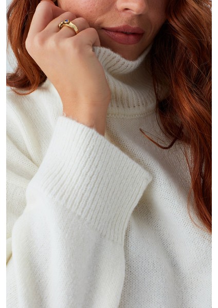 Macumba Pullover Balıkçı Yaka Yumuşak Dokulu Kadın Triko Kazak Beyaz indirimleri