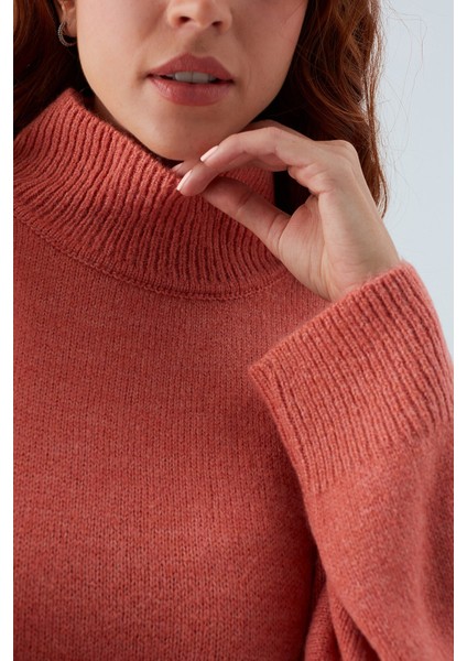 Macumba Pullover Balıkçı Yaka Yumuşak Dokulu Kadın Triko Kazak Koral modelleri