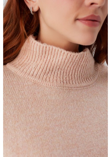 Macumba Pullover Balıkçı Yaka Yumuşak Dokulu Kadın Triko Kazak Açık Pembe modelleri