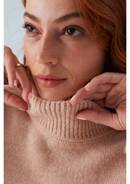 Macumba Pullover Balıkçı Yaka Yumuşak Dokulu Kadın Triko Kazak Açık Pembe fırsatları