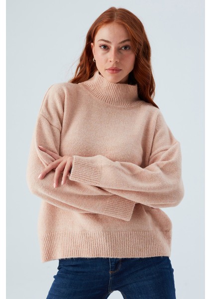 Macumba Pullover Balıkçı Yaka Yumuşak Dokulu Kadın Triko Kazak Açık Pembe indirimleri