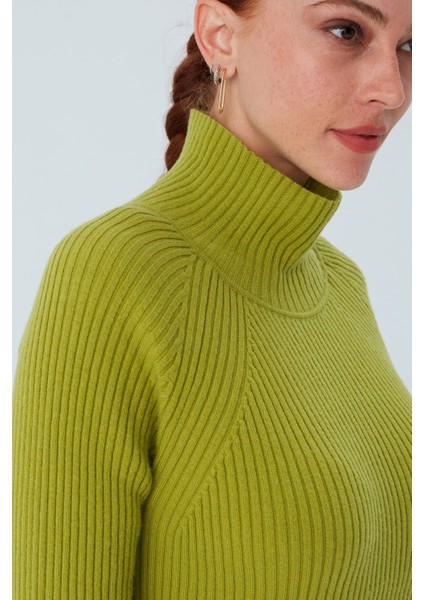 Fit Kalıp Balıkçı Yaka Kaşmir Karışım Kadın Triko Kazak Yeşil indirimleri