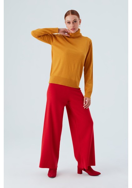 Valerıa Pullover Boğazlı Ince Kadın Triko Kazak Sarı