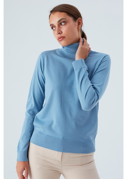 Valerıa Pullover Boğazlı Ince Kadın Triko Kazak Mavi modelleri