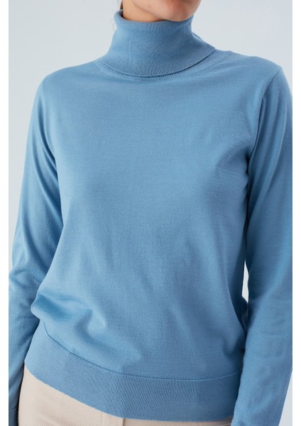 Valerıa Pullover Boğazlı Ince Kadın Triko Kazak Mavi fırsatları