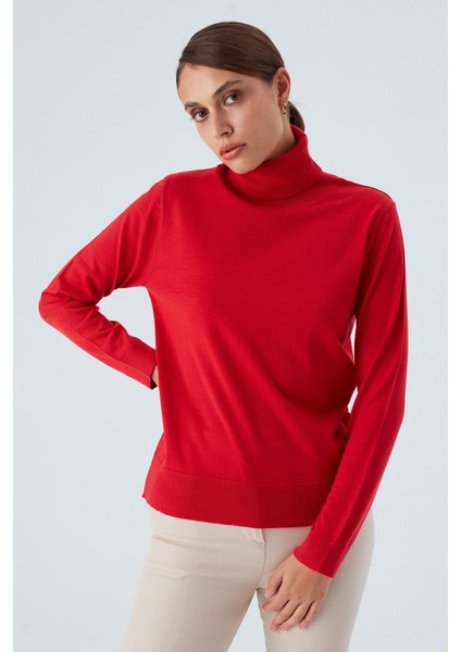 Valerıa Pullover Boğazlı Ince Kadın Triko Kazak Kırmızı fiyatları