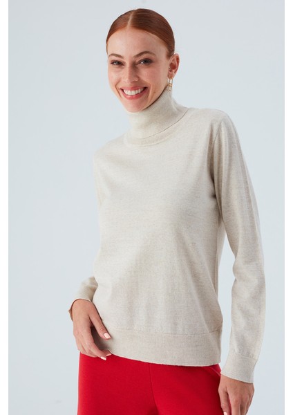 Valerıa Pullover Boğazlı Ince Kadın Triko Kazak Ekru Melanj fiyatları