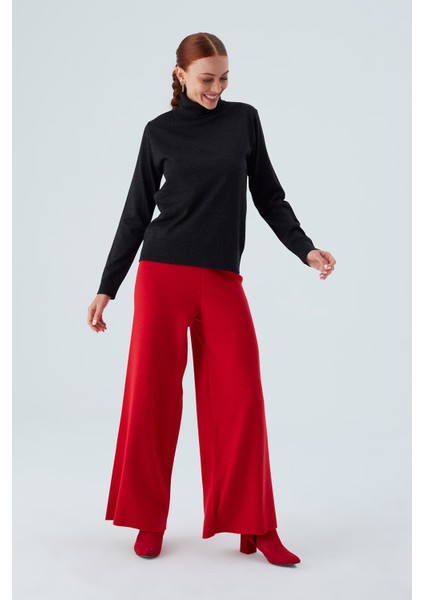 Valerıa Pullover Boğazlı Ince Kadın Triko Kazak Antrasit