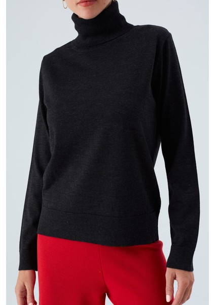 Valerıa Pullover Boğazlı Ince Kadın Triko Kazak Antrasit modelleri