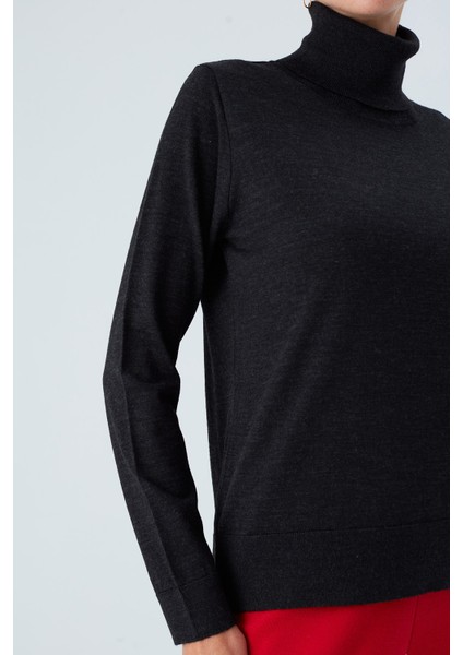 Valerıa Pullover Boğazlı Ince Kadın Triko Kazak Antrasit fırsatları
