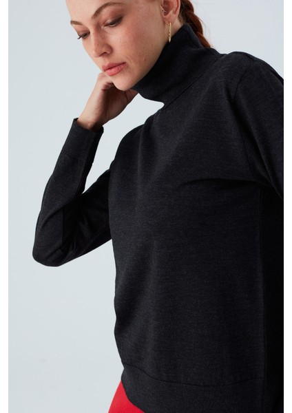 Valerıa Pullover Boğazlı Ince Kadın Triko Kazak Antrasit indirimleri