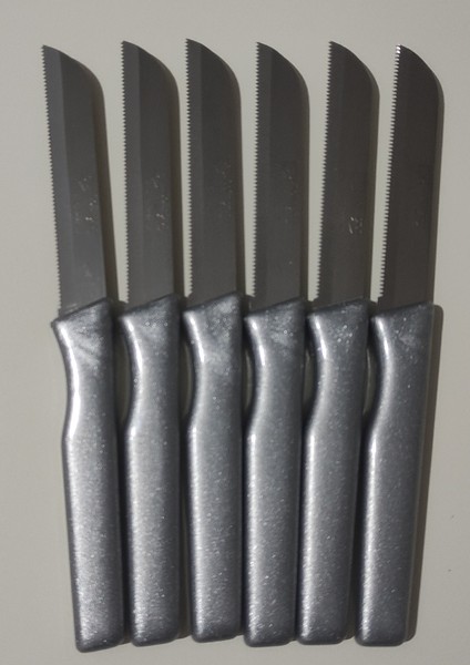 Meyve Sebze Bıçağı 6 Adet Simli Desen (Tırtıklı) fiyatları